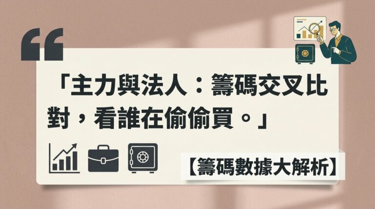主力跟法人到底差在哪？教我用籌碼數據交叉比對看誰在偷偷買