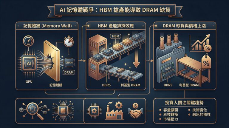 AI 記憶體戰爭：HBM 搶產能導致 DRAM 缺貨，投資人該關注哪些關鍵趨勢？