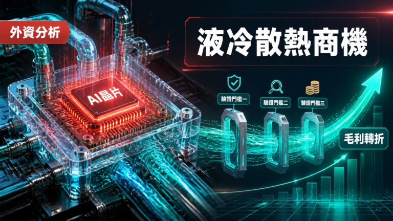 AI晶片功耗破千瓦後：液冷散熱台股誰受惠？外資三道驗證門檻與毛利轉折點解析