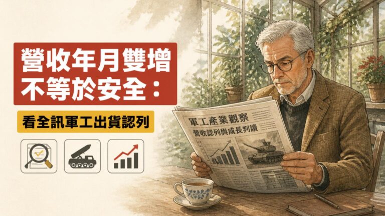 營收年月雙增不等於安全：看全訊軍工出貨認列，3檢查點識別軍工族群真實成長