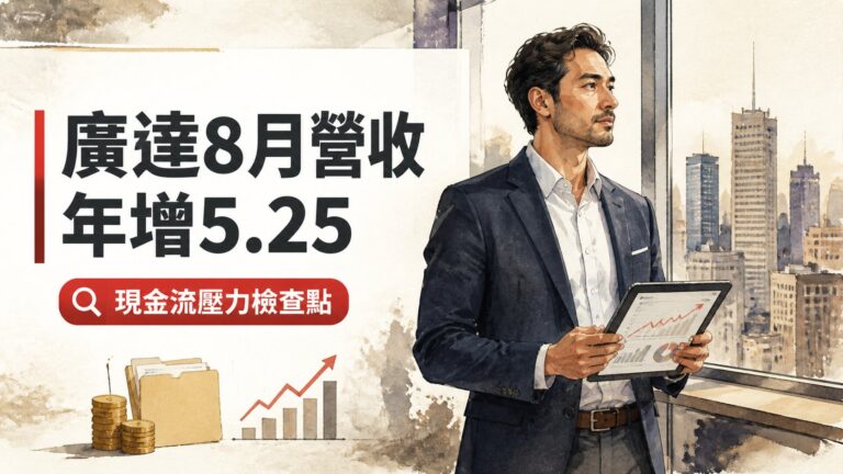 廣達8月營收年增5.25%別只看YoY：3個現金流壓力檢查點+2個續航條件深度解析